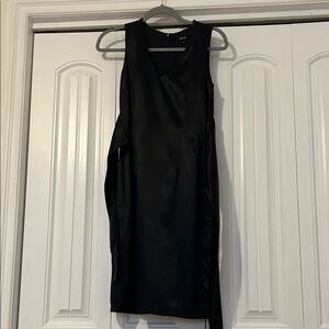 Vintage Jacob Elegant satin midnight navy -Black Sleeveless Dress
